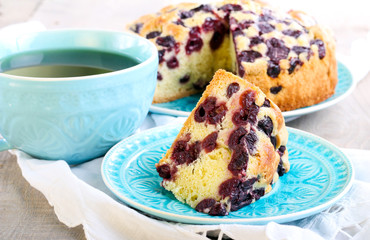 Slice of sponge cherry cake