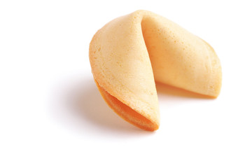 Studio shot of a fortune cookie isolated on white background