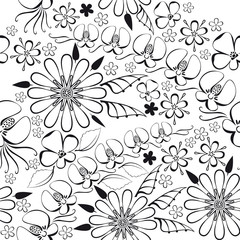 vector illustration of black floral pattern