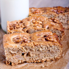 Slices of snack whole meal cake