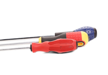 Close up of three screwdrivers.