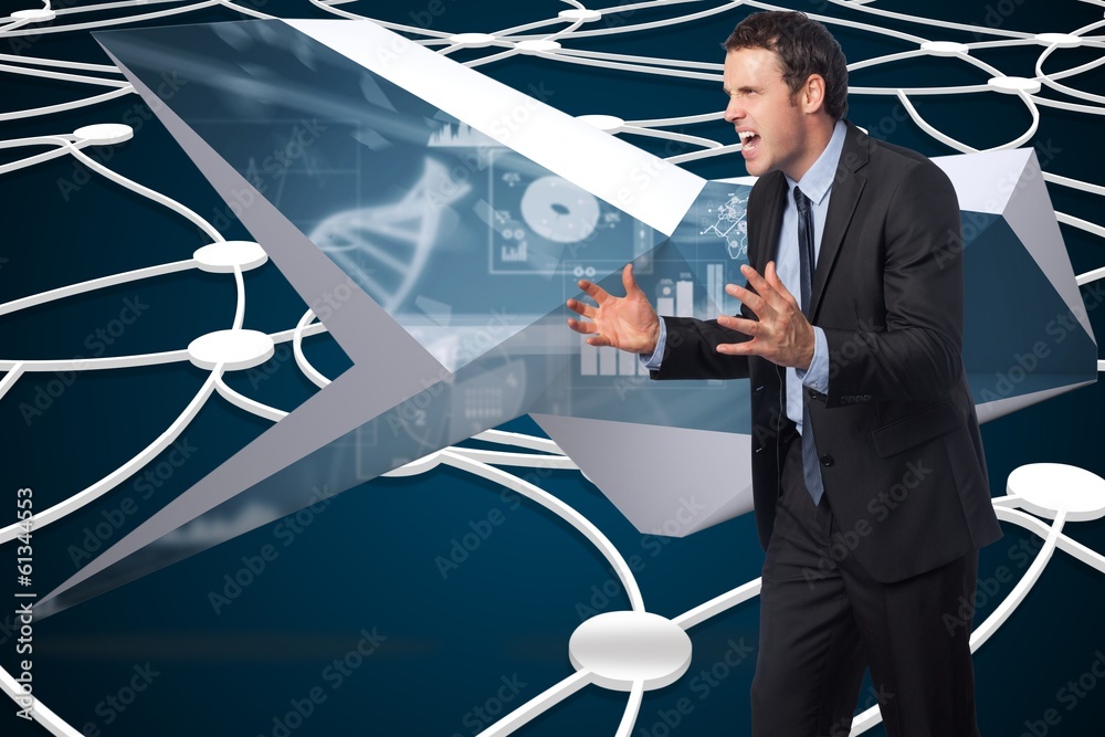Poster composite image of stressed businessman gesturing