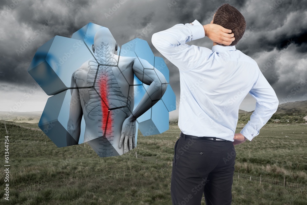 Poster composite image of thinking businessman scratching head