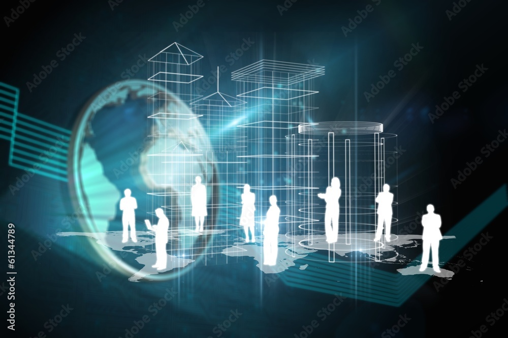 Poster Composite image of technology interface