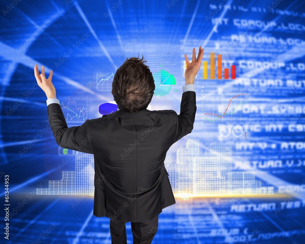 Poster composite image of gesturing businessman