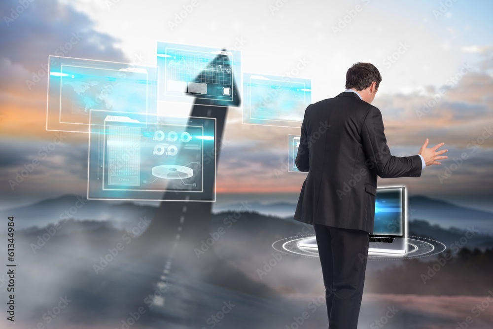Poster composite image of gesturing businessman