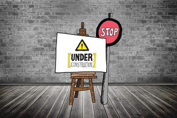 Composite image of under construction doodle