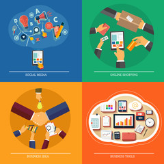Icons for web design, seo, social media, online shopping