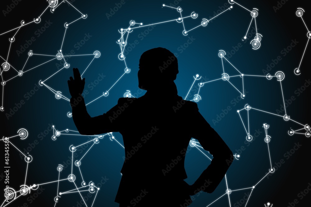 Poster Composite image of futuristic black background with lines