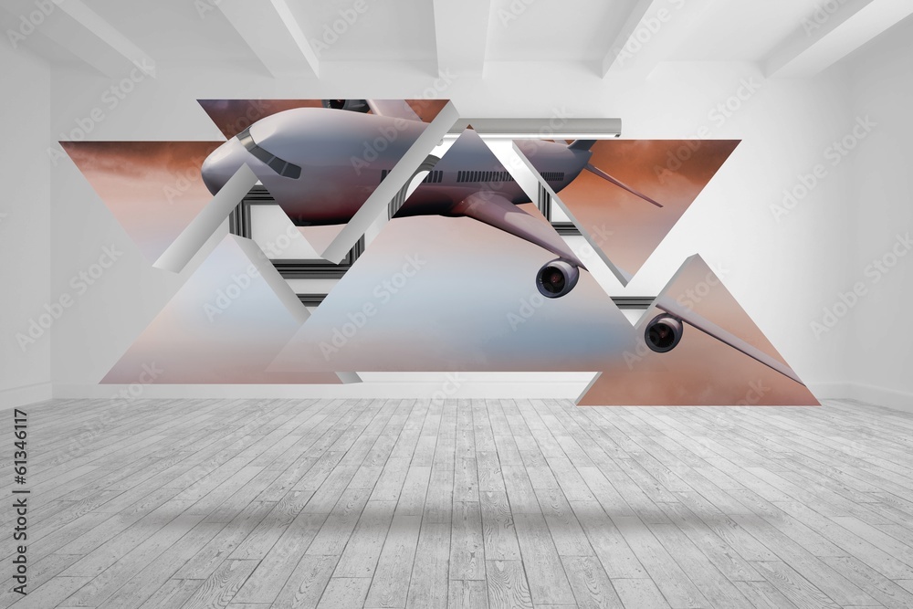 Poster Composite image of airplane on abstract screen