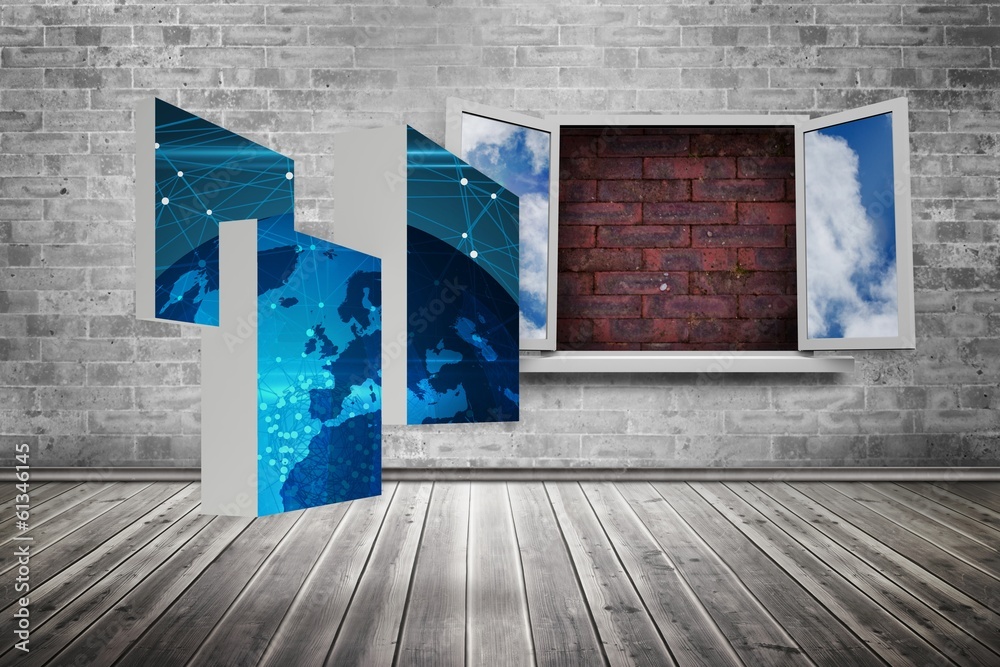Poster composite image of earth on abstract screen