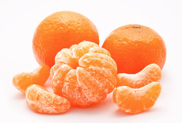 Orange tangerines isolated on a white