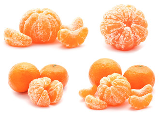 Collection of tangerines mandarines isolated on a white