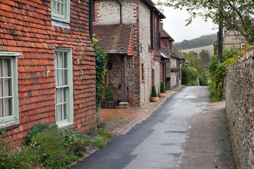 Fototapeta na wymiar Empty road in a traditional english village