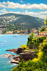 mediterranean landscape with sea and blue sky