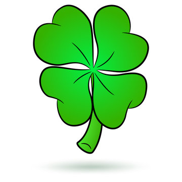 Lucky Four Leaf Clover Icon Isolated on White.