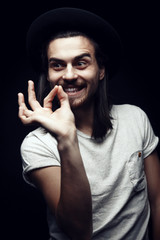 Portrait of a handsome man in studio