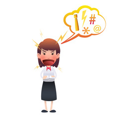 Angry woman shouting over white background.