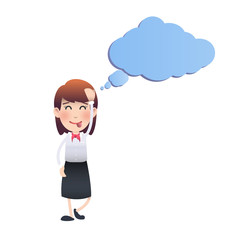 woman thinking an idea over white background.