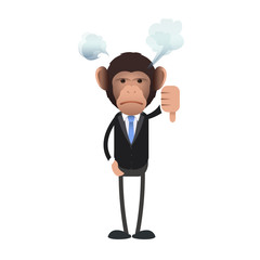 Unhappy business monkey with his thumb down