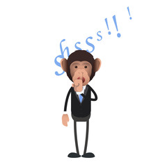 business monkey making silence gesture