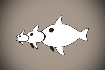Composite image of fish eating a fish eating a fish