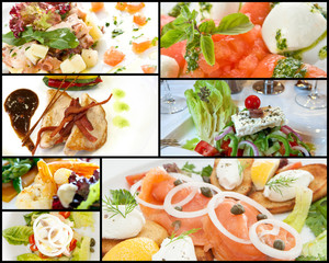 Collage of beautifully presented gourmet food