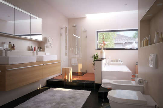 Luxus Badezimmer in Einfamilienhaus - luxury bathroom