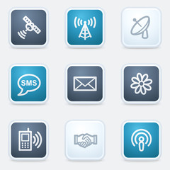 Communication web icon set, square buttons
