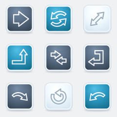Arrows web icons set 1, square buttons
