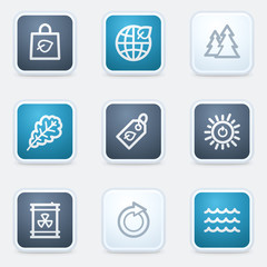 Ecology web icon set 3, square buttons