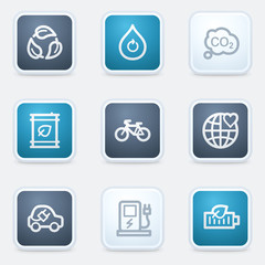 Ecology web icon set 4, square buttons