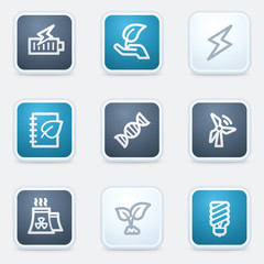 Ecology web icon set 5, square buttons