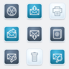 Email web icon set 2, square buttons