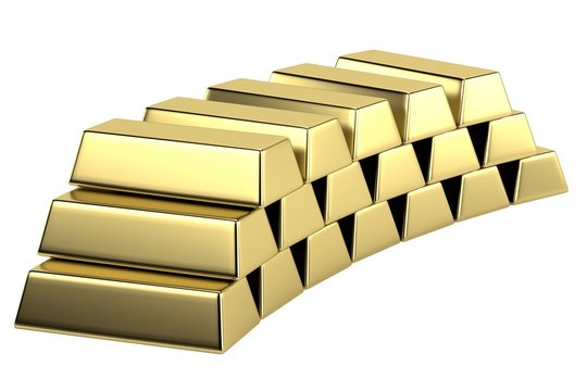 realistic 3d render of gold bars