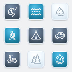 Travel web icon set 3, square buttons