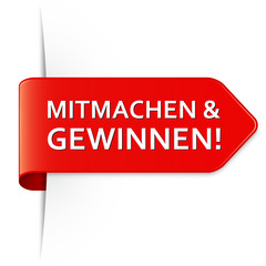 Langer roter Sticker Pfeil - Mitmachen & Gewinnen