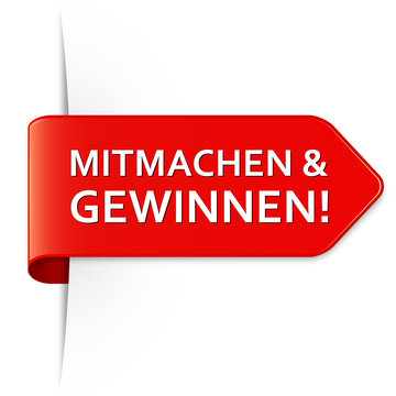 Langer roter Sticker Pfeil - Mitmachen & Gewinnen