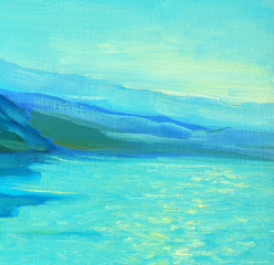 morning on the sea, painting, picture,  illustration