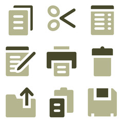 Document web icons, olive set