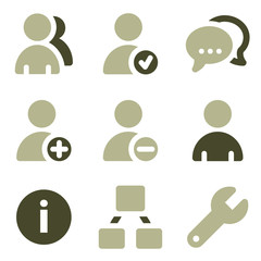 Users web icons, olive set