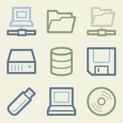 Drive storage web icons, money color set