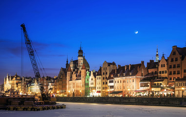 Fototapeta premium Old Town and the port of Gdansk in winter