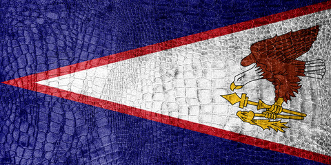 American Samoa Flag painted on luxury crocodile texture