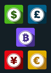 Currency symbol with long shadow