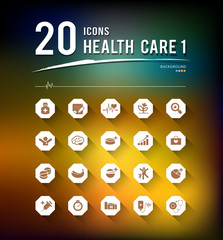 Health care twenty icons design background, vector