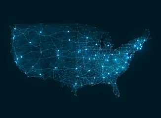Fotobehang Abstract telecommunication network map - USA © rszarvas