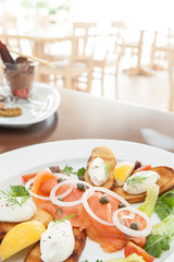 smoked salmon with soft cheese and chive