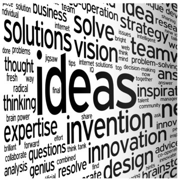 "IDEAS" Tag Cloud (innovation solutions strategy creativity)