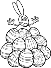easter bunny and eggs coloring page
